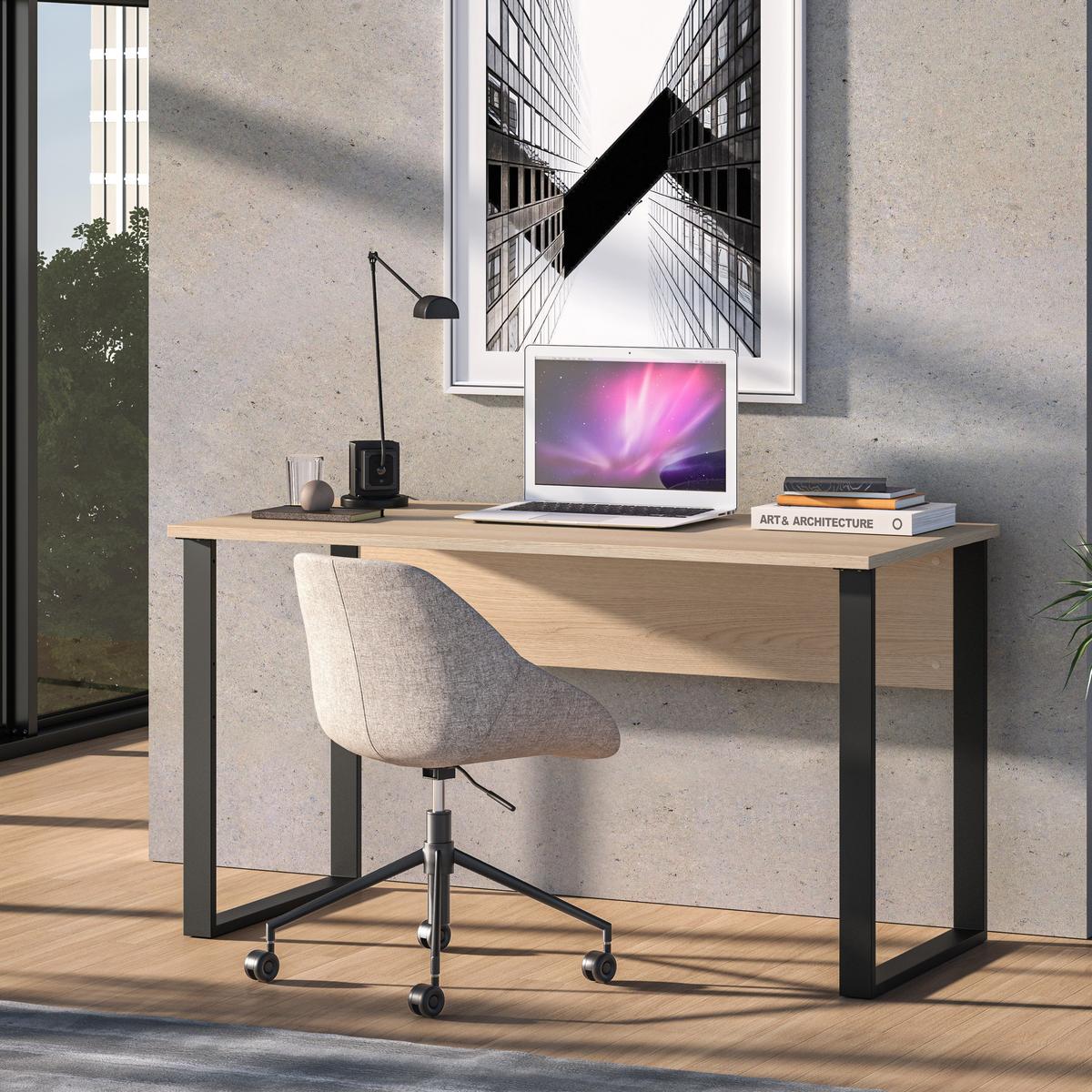 SCHREIBTISCH Odelis 138 cm - Beige/Schwarz, Holzwerkstoff/Metall (68/138/76.6cm) - Selsey