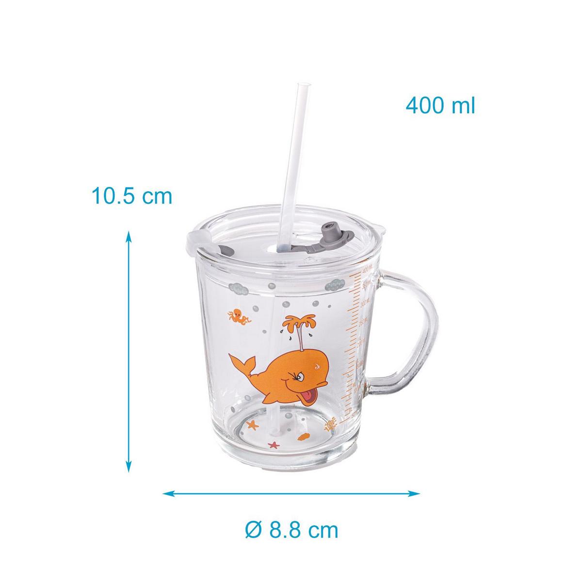 KINDER TRINKBECHER 400 ml - Orange, Glas (8.8/11.5/12.5cm) - Intirilife