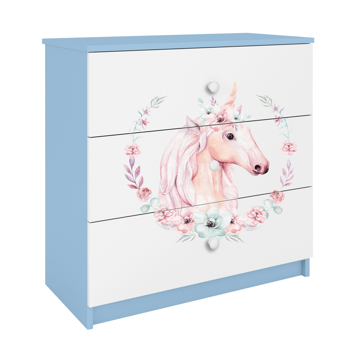 KOMMODE Babydreams Pferd 81/81/41 - Blau, Holzwerkstoff (81/81/41cm) - RAUMHIRSCH FURNITURE