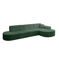 ECKSOFA Ottomane Rechts TARO-L2 - 328x171x79,5 cm Grün - Grün, Holzwerkstoff/Textil (328/171cm) - ALTDECOR