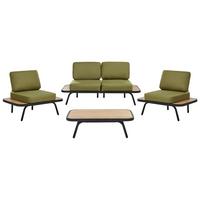 LOUNGE-SET 4-Sitzer Grün Minozzo - Hellbraun/Schwarz, Holz - Beliani