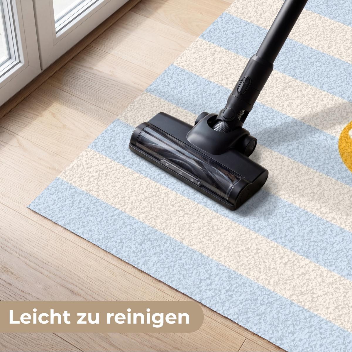 FUSSMATTE Orange – Blau – Streifen – Cheers 180x120 cm - Hellblau, Kunststoff (180/0.4cm) - MuchoWow