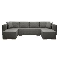 WOHNLANDSCHAFT Vinoria Dunkelgrau 327/180/82 cm mit Schlaffunktion - Chromfarben/Dunkelgrau, Textil/Metall (327/82/180cm) - AX Living