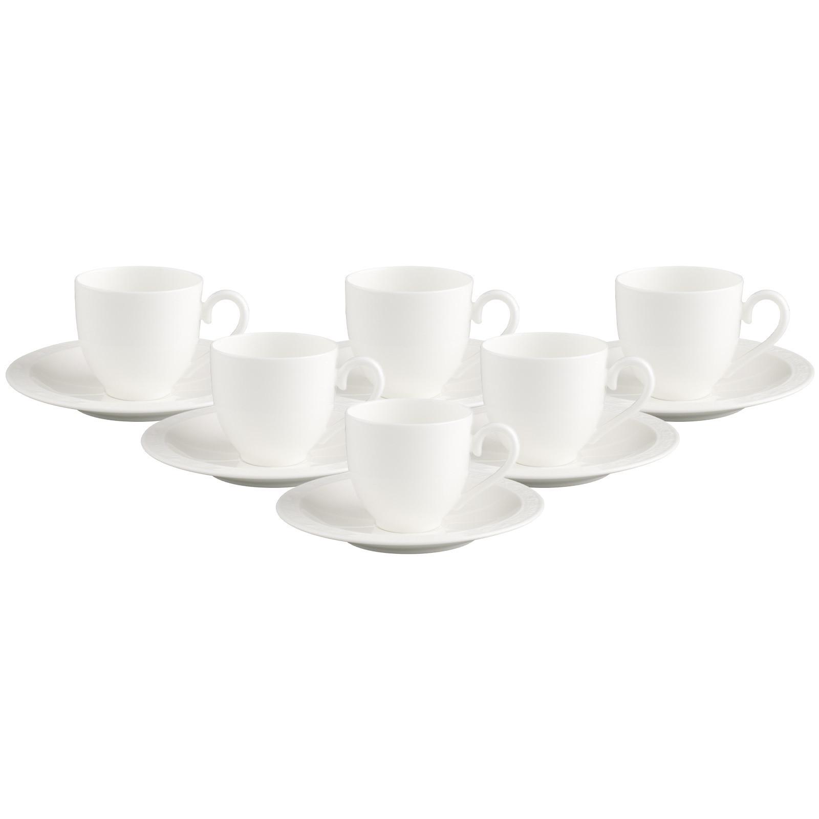 ESPRESSOTASSEN MIT UNTERTASSEN White Pearl weiß 70 ml 6er Set - Weiß, Keramik (13/7.5/13cm) - Villeroy & Boch