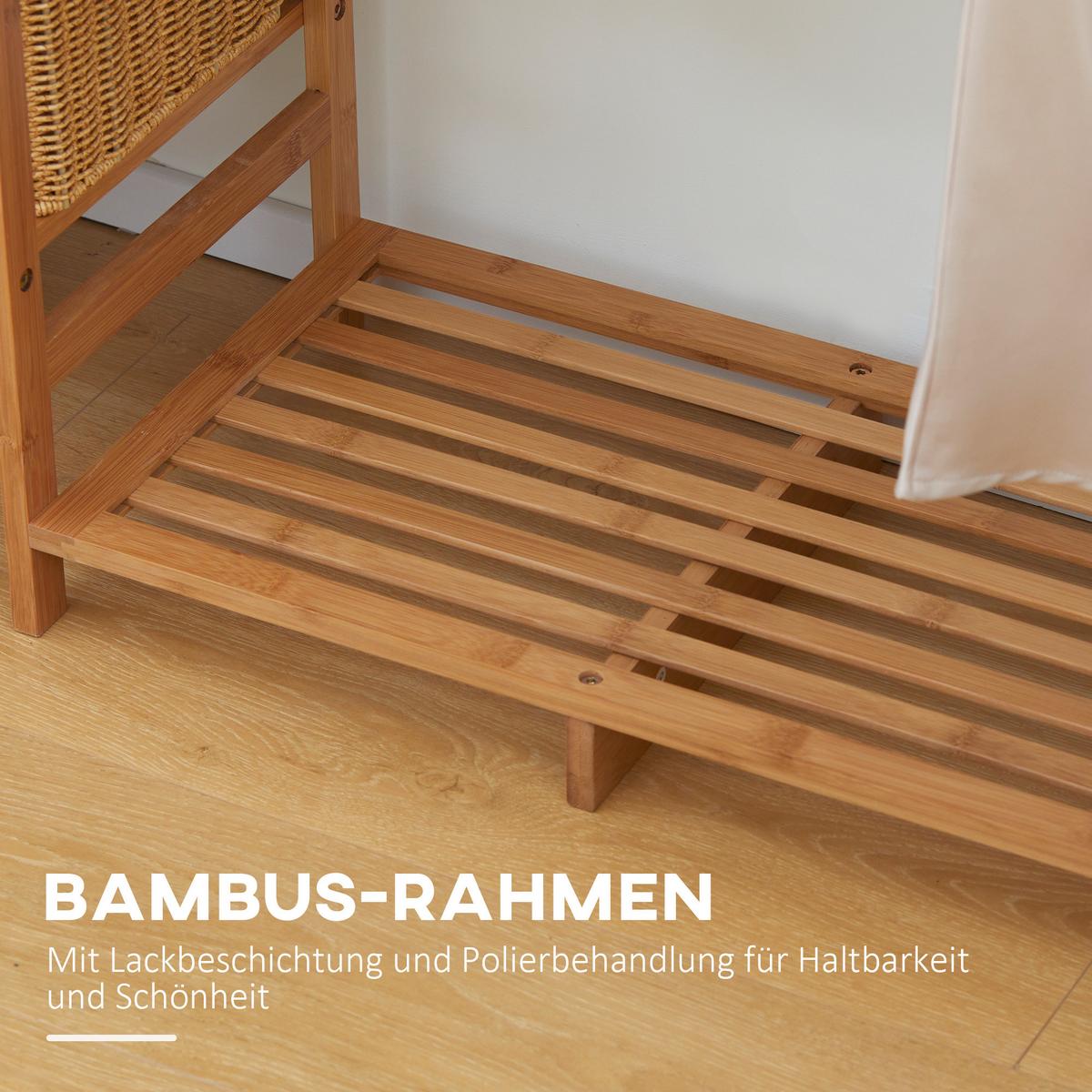 KLEIDERSTÄNDER Garderobenständer mit Kleiderstange, Schuhablag, Regal, Garderobe - Naturfarben, Holzwerkstoff (30/145/90cm) - HOMCOM