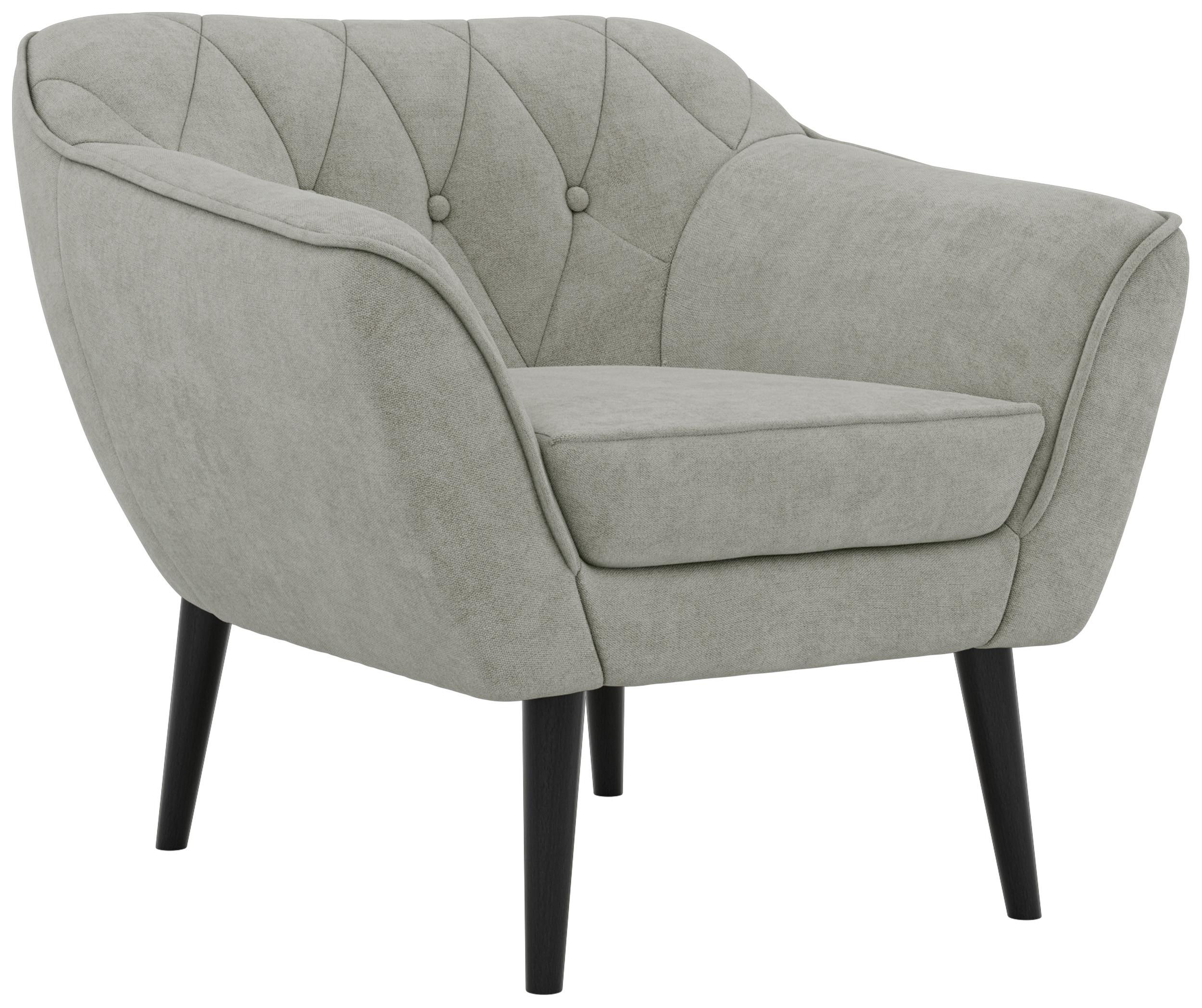 SESSEL PIRS - Hellgrau Strukture - Schwarze Beine - Silberfarben/Hellgrau, Holzwerkstoff/Textil (80/75/74cm) - MKS