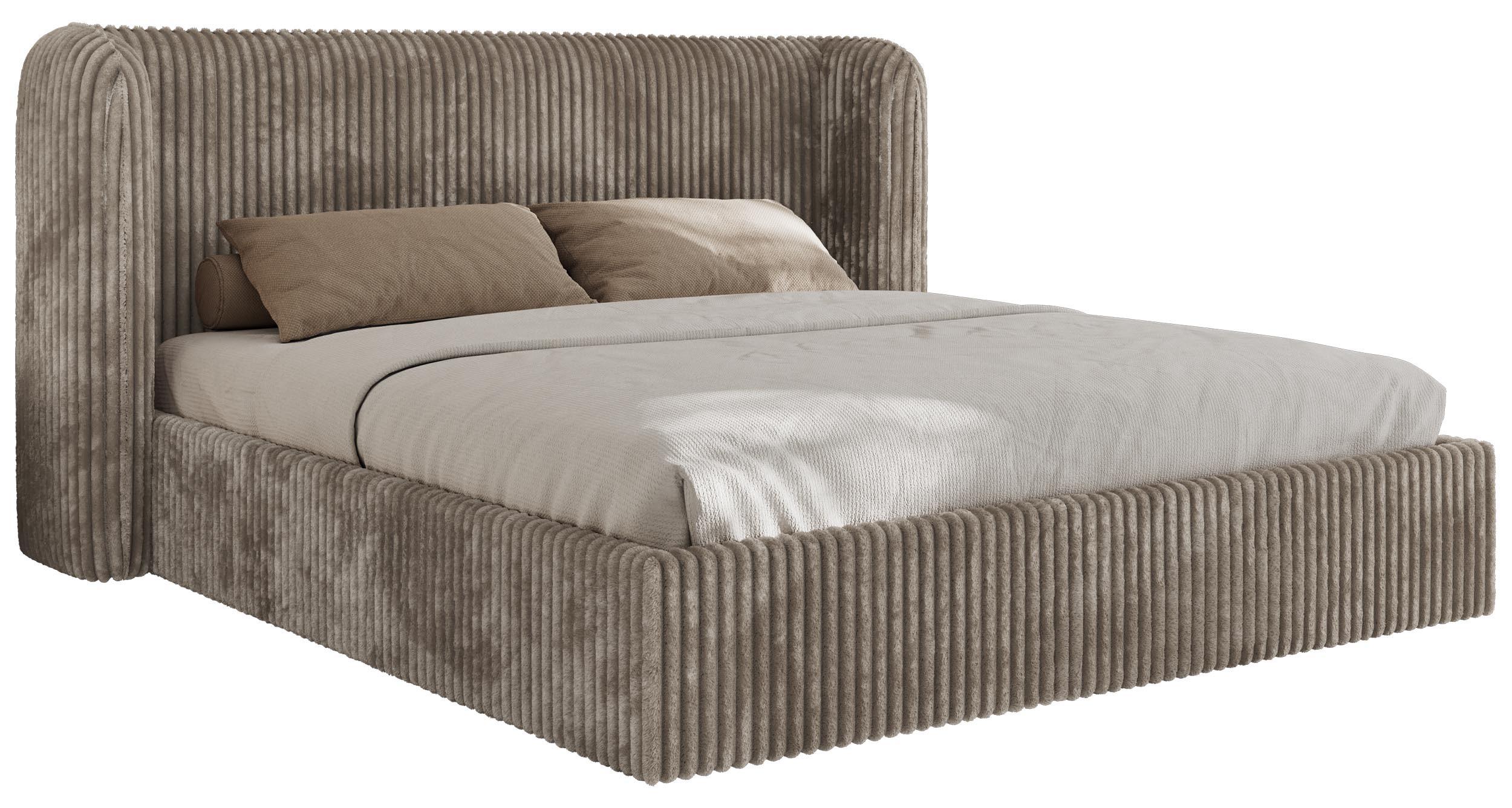 POLSTERBETT EMORA CLASSIC 180/200 - Hellbraun Cord - Schaum-Matratze - Hellbraun, Textil (180/200cm) - MKS