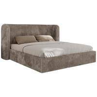 POLSTERBETT EMORA CLASSIC 180/200 - Hellbraun Cord - Multipocket-Matratze - Hellbraun, Textil (180/200cm) - MKS