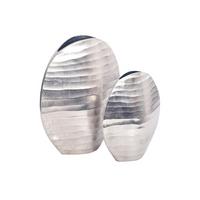 VASEN 2er-Set BERLENGA, Aluminium, handgefertigt, Silber, 26 x 14 x 30,5 cm - Silberfarben, Metall (30.5cm) - KADIMA DESIGN