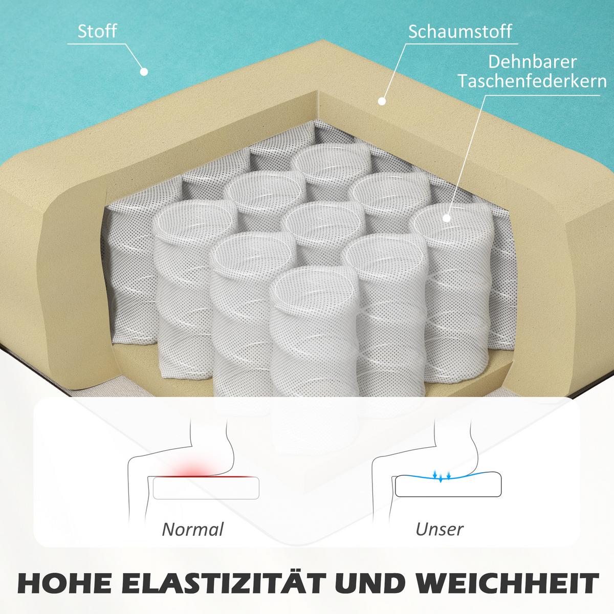 SOFA Textil Grün - Grün, Holz/Textil (56.5/77/117cm) - HOMCOM