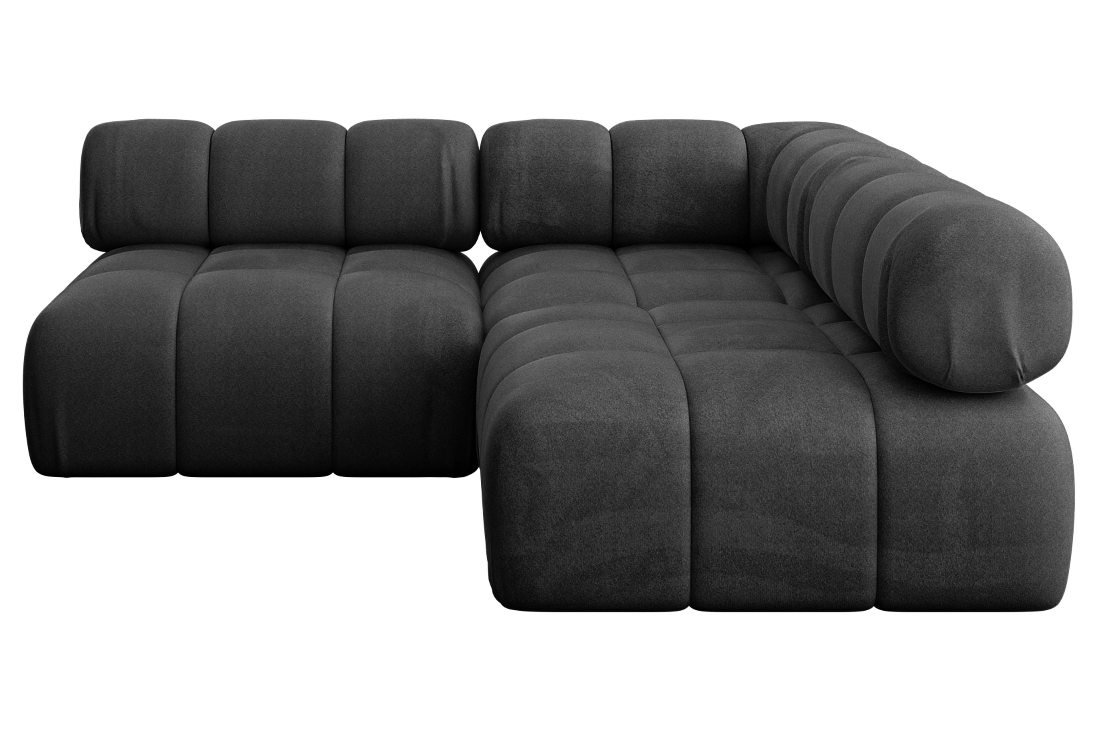 ECKSOFA modulares Sofa Samaro-L1 - 190x190x70 cm Schwarz Velours - Schwarz, Holzwerkstoff/Textil (190/190cm) - ALTDECOR