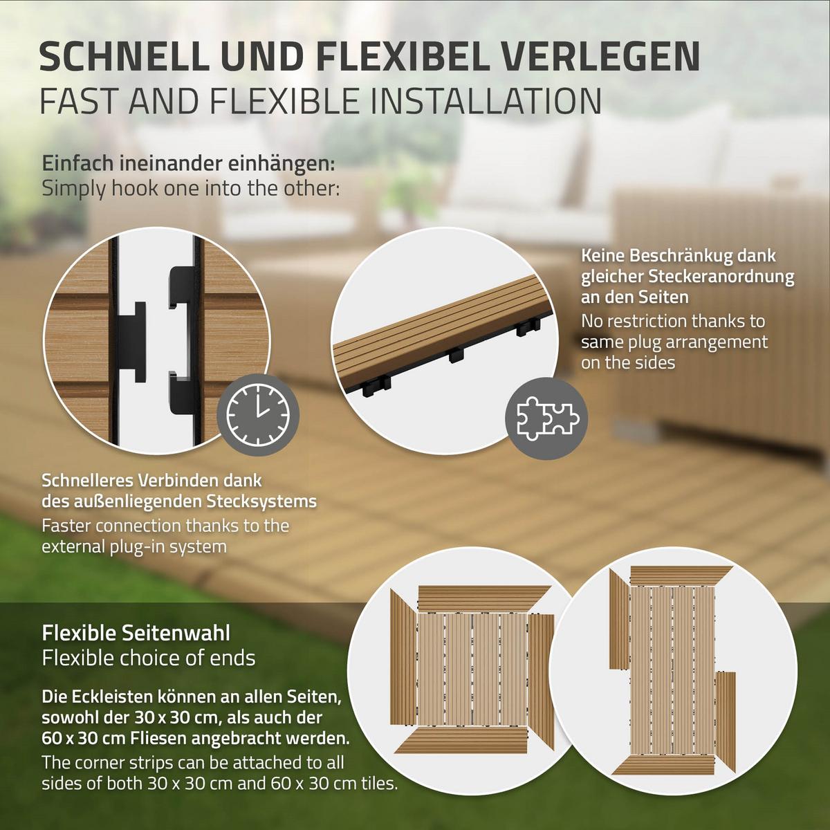 ABSCHLUSSLEISTE WPC Ecke links Teak - Alteiche, Holzwerkstoff (38/2/7.5cm) - ML-DESIGN