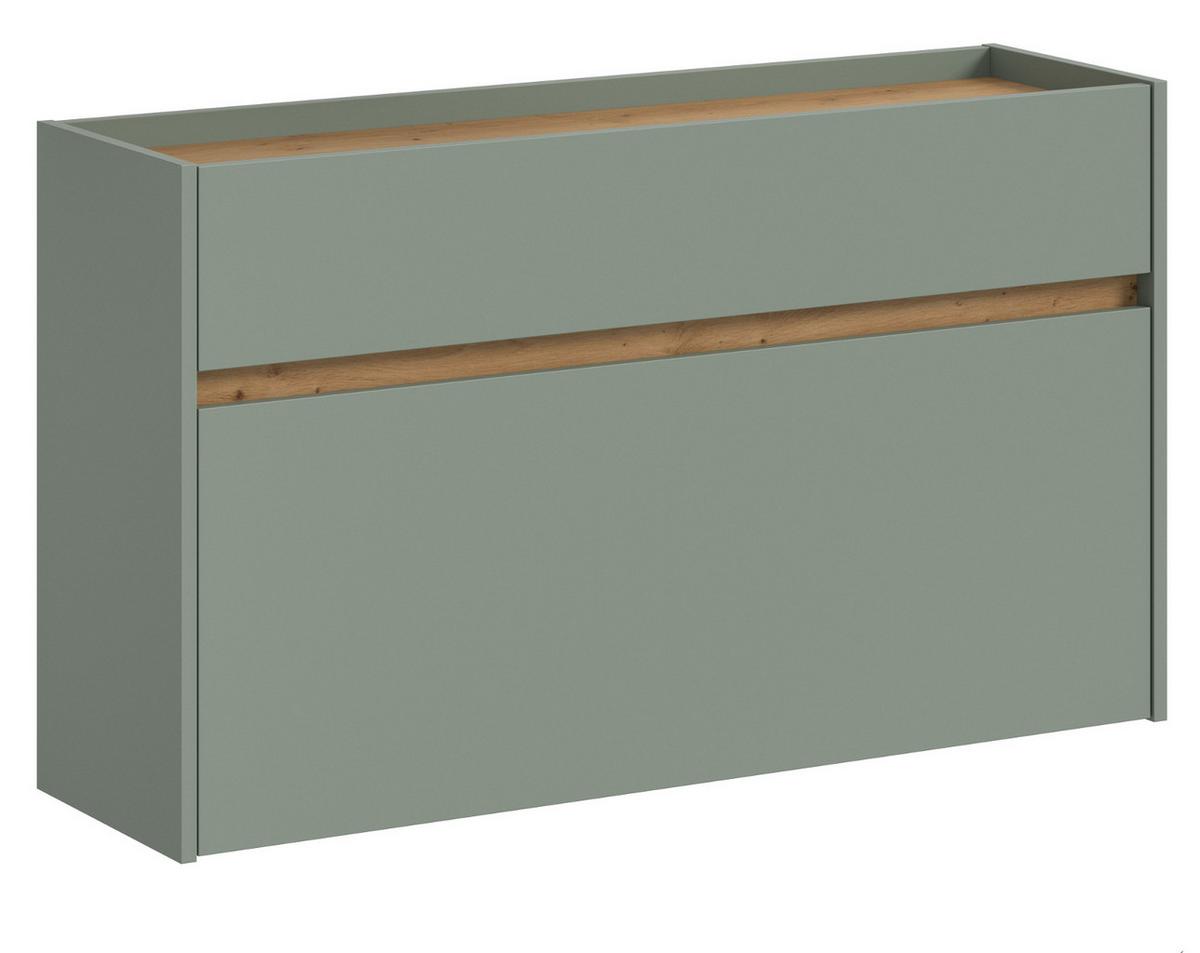 SCHUHKIPPER Salbei und Artisan Eiche, Schuhschrank hängend 110 x 61 cm, Borga - Salbeigrün/Eiche Artisan, Holzwerkstoff (110/61/32cm) - Inn.Furn
