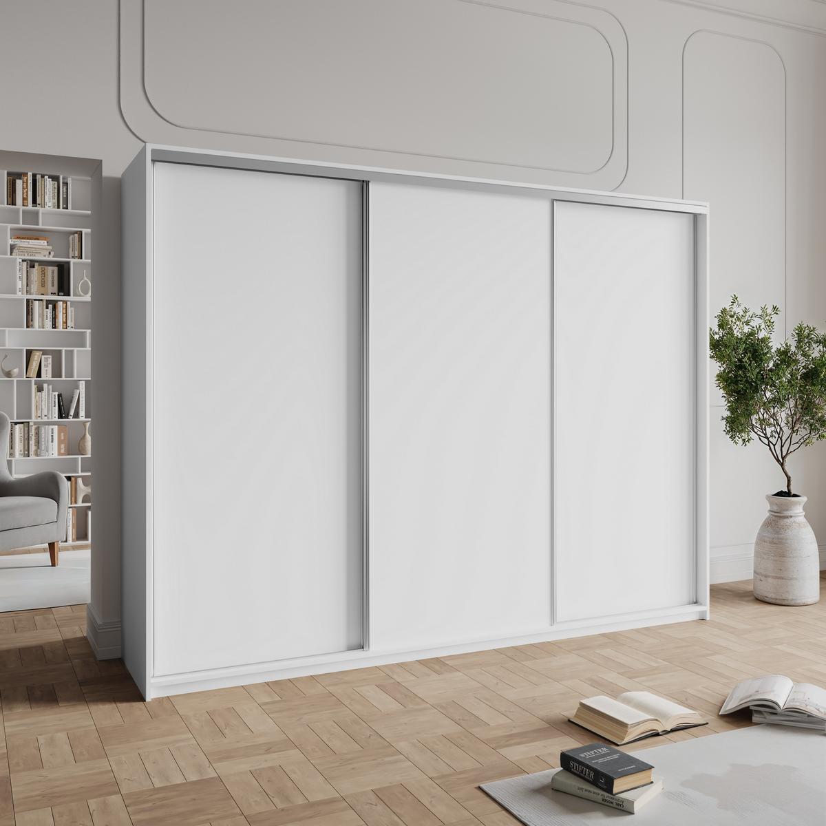 SCHWEBETÜRENSCHRANK NISSE 270/205/60 cm 3-türig Weiß - Weiß, Holzwerkstoff (270/205/60cm) - MASSENO