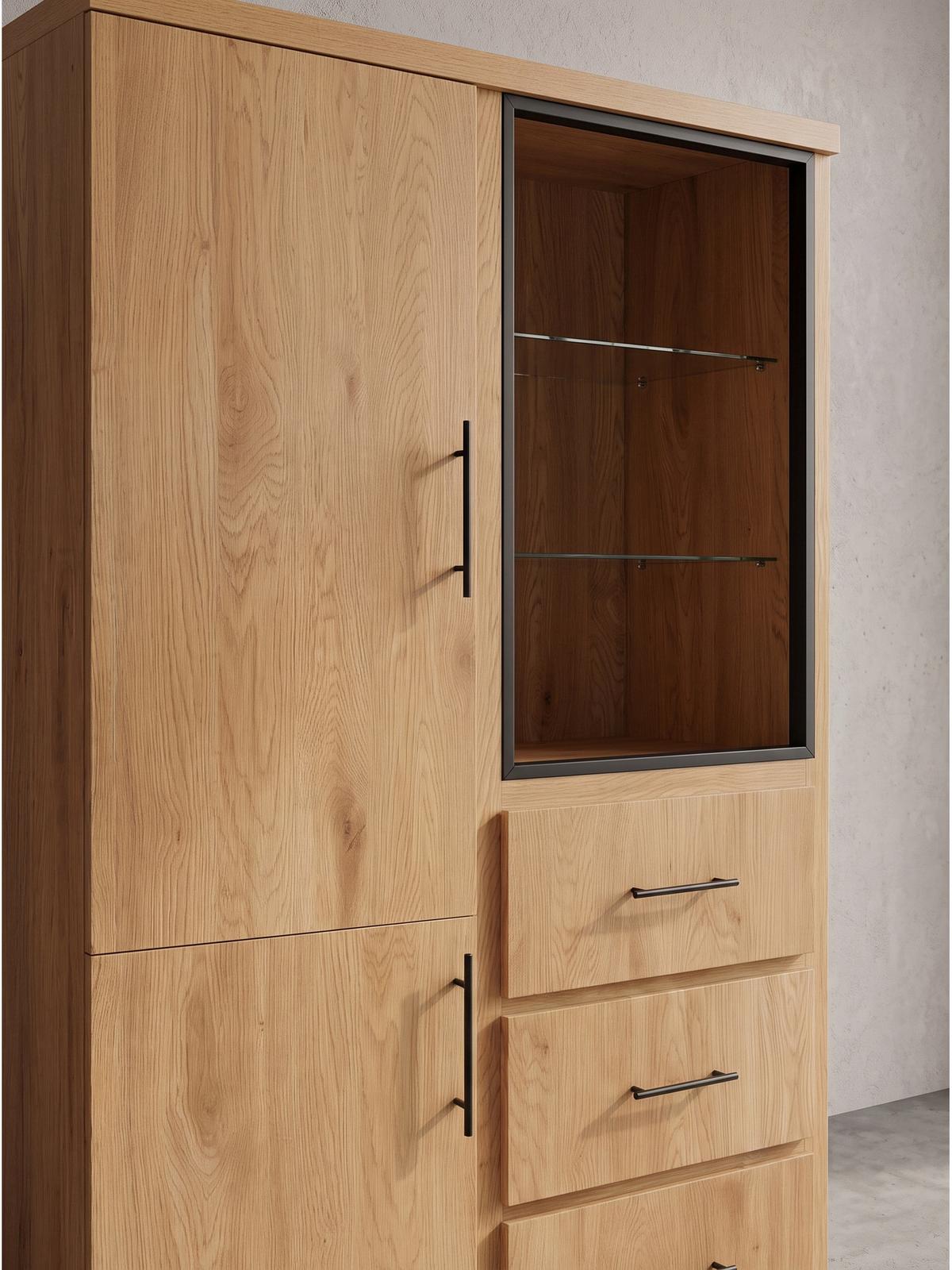 HIGHBOARD BASSANO, MDF, in Eichenoptik, mit Stauraum, 100 x 40 x 188 cm - Hellbraun/Braun, Eichenholz/Holzwerkstoff (100/188/40cm) - KADIMA DESIGN