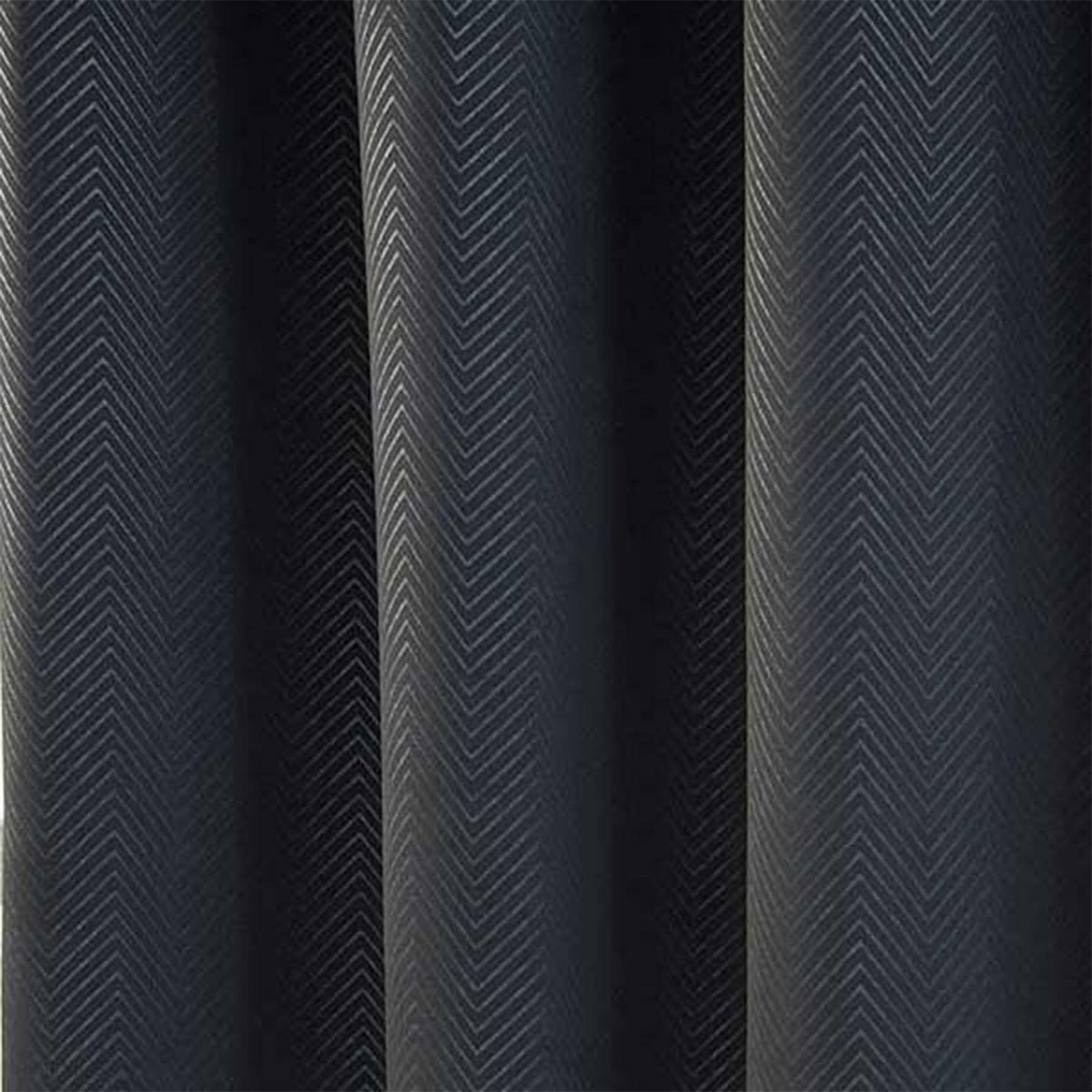 VERDUNKELUNGSVORHÄNGE Fischgrät mit Thermo-Funktion, Ösen 167/228 cm - Schwarz, Textil (167/228cm) - Homescapes