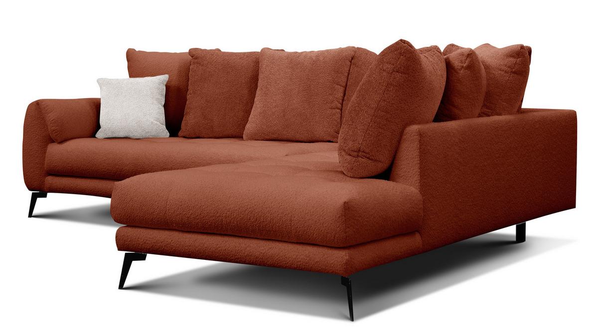 ECKSOFA CALME 5-Sitzer, dunkelorange - Dunkelorange/Schwarz, Holz/Textil (294/229cm) - Wozimo
