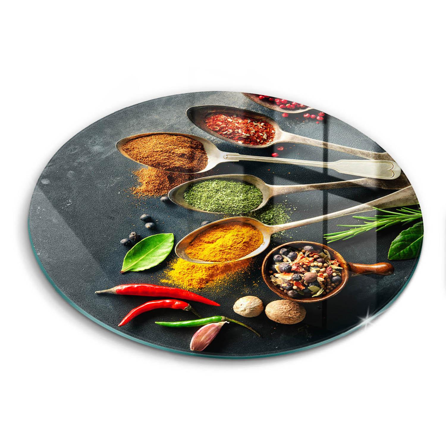 GLASPLATTE Ø 40 cm Küchengewürze Zusammensetzung - Multicolor, Glas (40/40cm) - Wallfluent