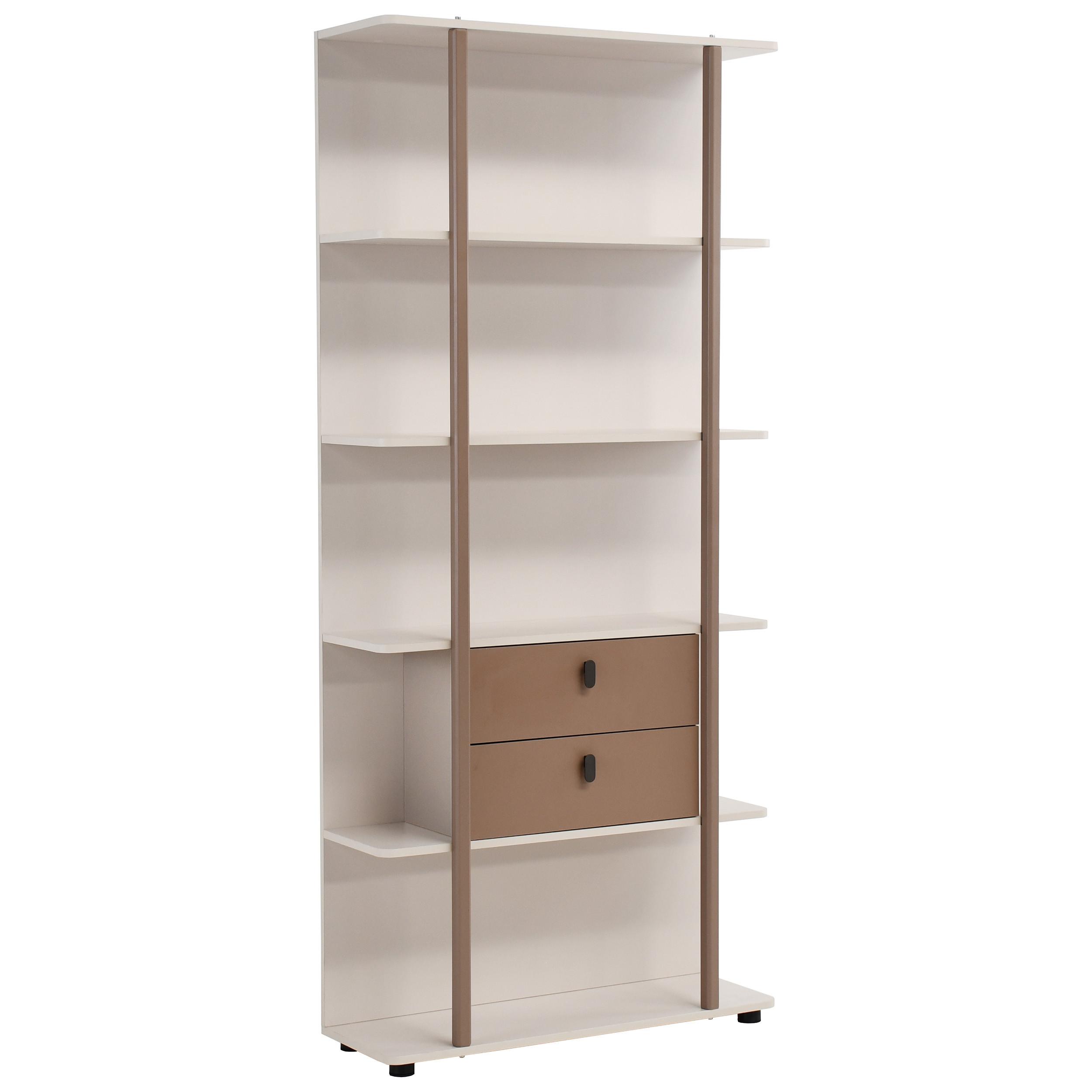 BÜCHERREGAL Boreo aus Metall mit 2 Schubladen, 90 cm, Kaschmir+Hellbraun - Kaschmir/Hellbraun, Metall (90/200/26cm) - Beautysofa