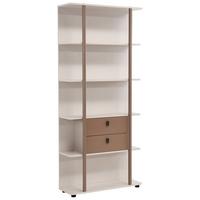 BÜCHERREGAL Boreo aus Metall mit 2 Schubladen, 90 cm, Kaschmir+Hellbraun - Kaschmir/Hellbraun, Metall (90/200/26cm) - Beautysofa