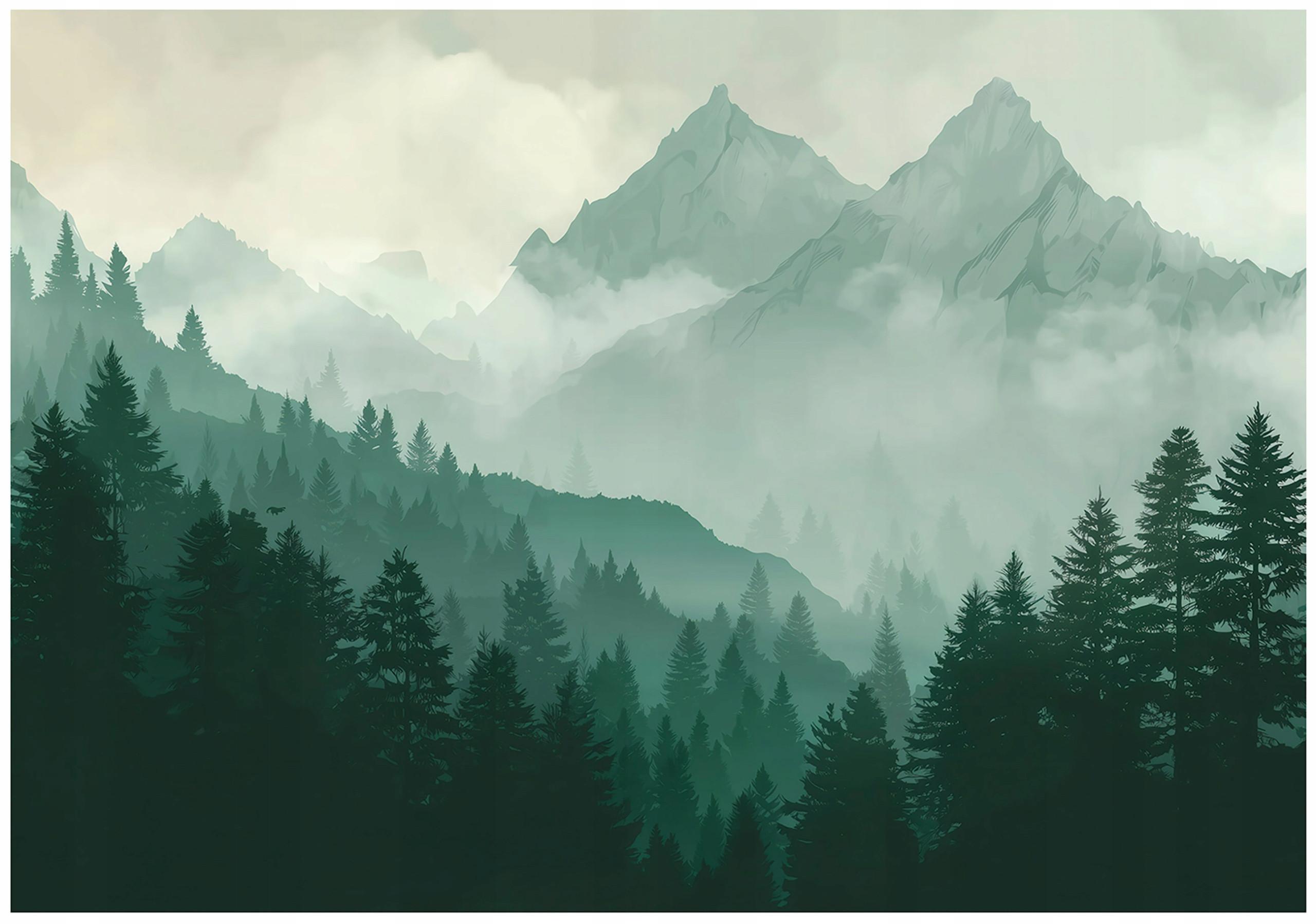FOTOTAPETE Wald Gebirge Grün 400x280 cm - Multicolor, Papier (400/280cm) - Wallarena