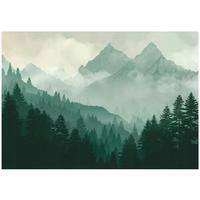 FOTOTAPETE Wald Gebirge Grün 400x280 cm - Multicolor, Papier (400/280cm) - Wallarena