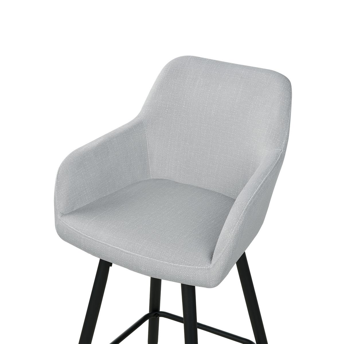 BARSTUHL 2er-Set Samtstoff hellgrau Casmalia - Schwarz/Grau, Textil (50/104/55cm) - Beliani