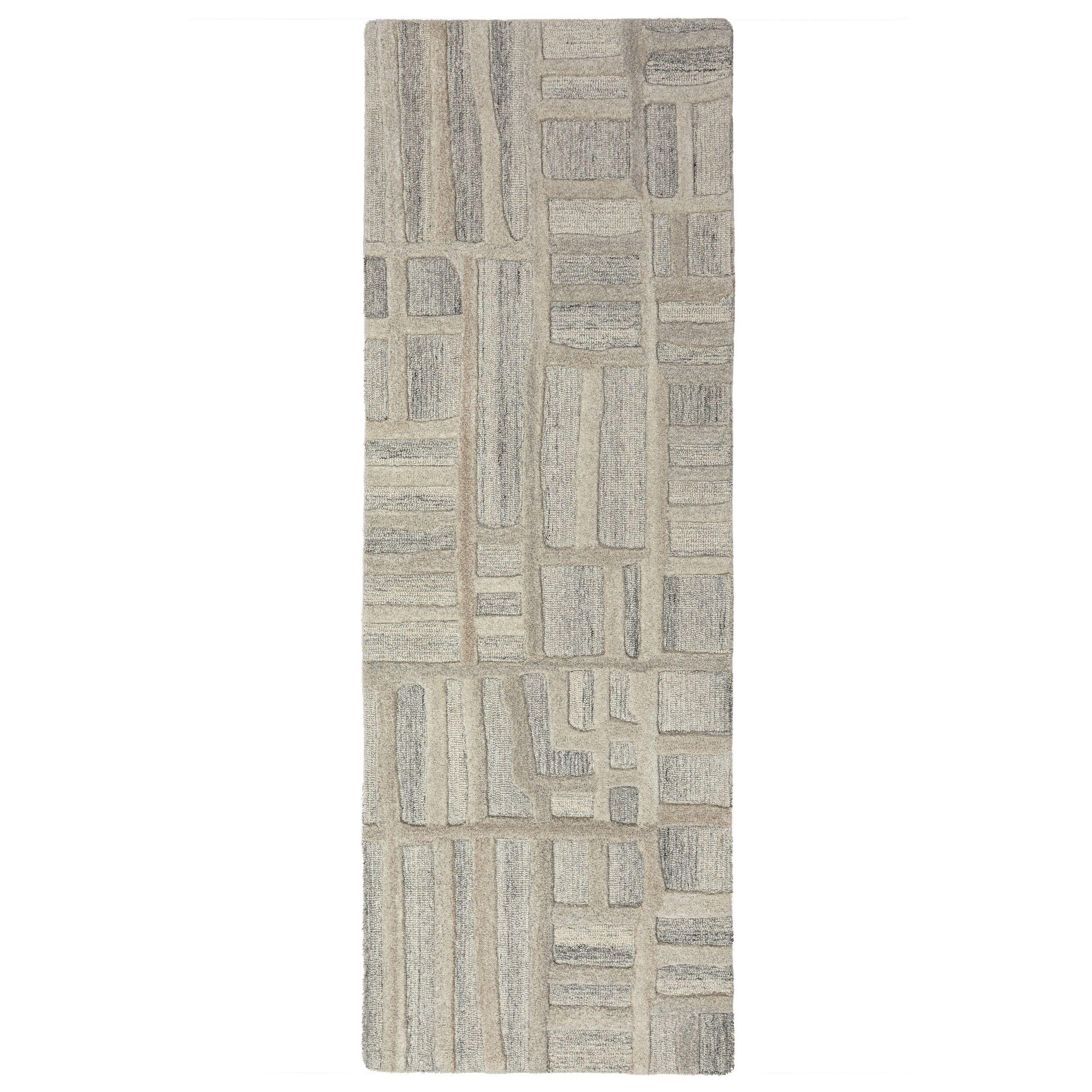 TEPPICH aus Wolle EDALE in Natur, abstrakt, Florhöhe 6 mm, 80 x 300 cm - Beige, Textil (80/300cm) - KADIMA DESIGN