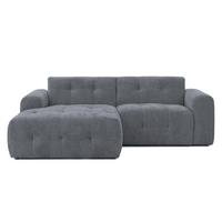 ECKSOFA mit Ottomane links, raffinierten Steppungen, Wellenunterfederung, B234/T161/H79 cm, Chenille-Bezug in Grau / 21046 - Schwarz/Grau, Kunststoff/Textil (234/79/161cm) - luma-home