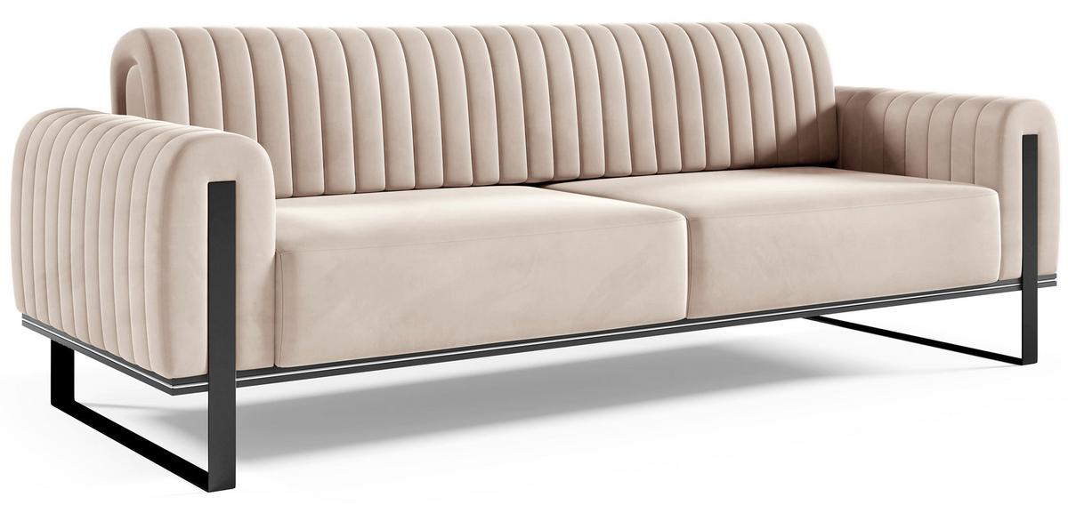 SOFA Parissa 228 cm - Ecru/Schwarz, Textil/Metall (228/79/92cm) - Selsey