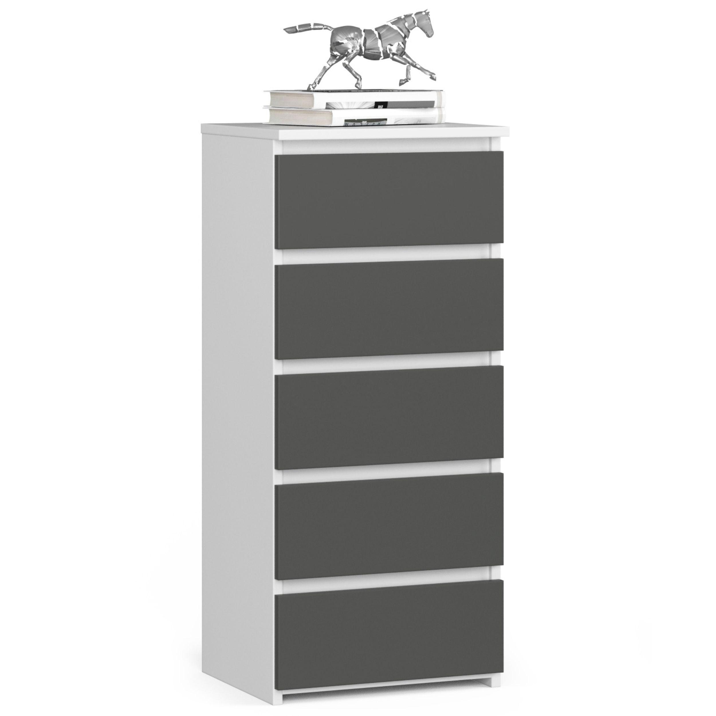 KOMMODE Weiß, Graphit Grau 92/40/35 - Weiß, Holzwerkstoff (40/92/35cm) - RAUMHIRSCH FURNITURE