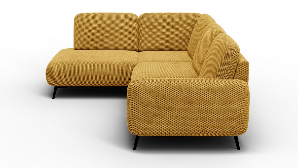 ECKSOFA FEBE 5-Sitzer links, dunkelgelb - Gelb/Schwarz, Holz/Textil (271/190cm) - Wozimo