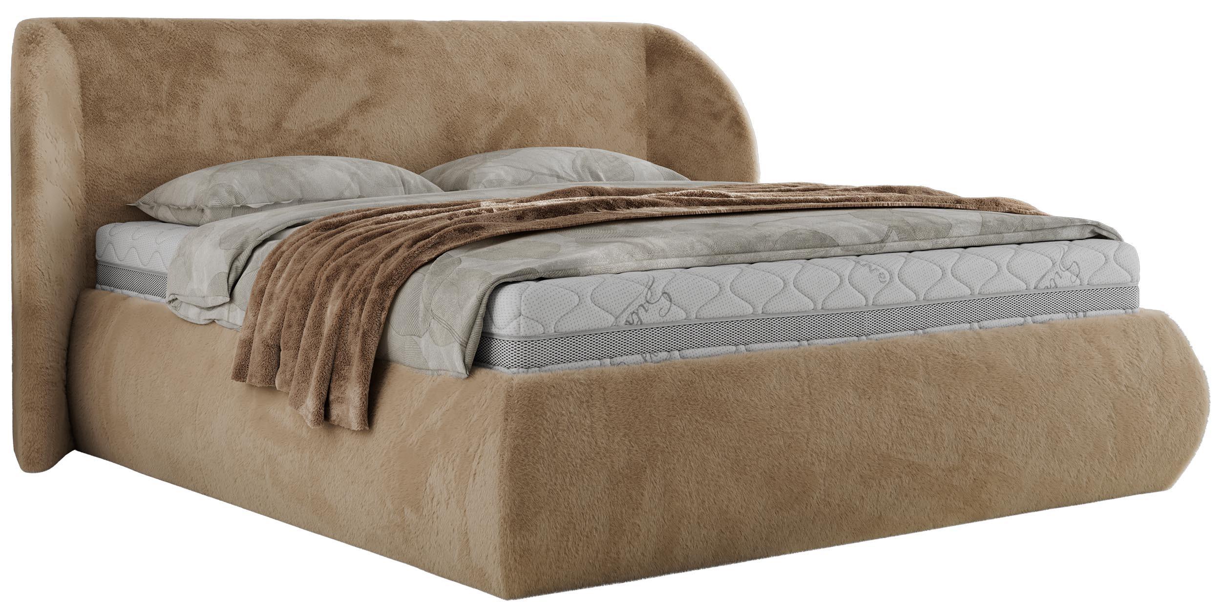 POLSTERBETT CAELA CLASSIC 200/200 - Beige Plüsch - ohne Matratze - Beige, Textil (200/200cm) - MKS