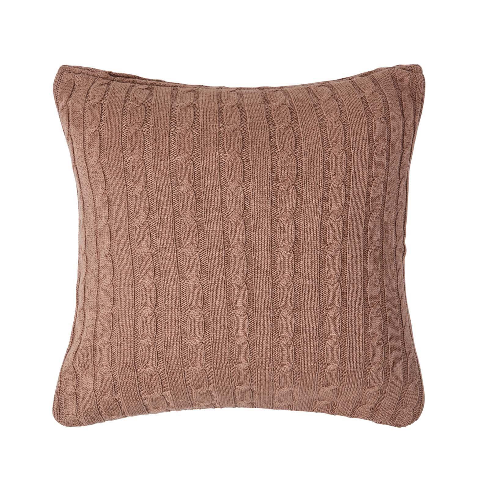 KISSENHÜLLE Zopfmuster 45/45 cm - Braun, Textil (45/45cm) - Homescapes