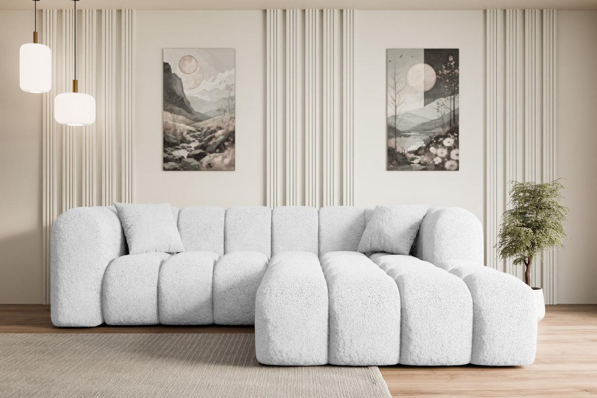 ECKSOFA Ottomane Rechts OLEA-L1 - 231x173x74 cm Weiß - Schwarz/Weiß, Holzwerkstoff/Kunststoff (231/173cm) - ALTDECOR