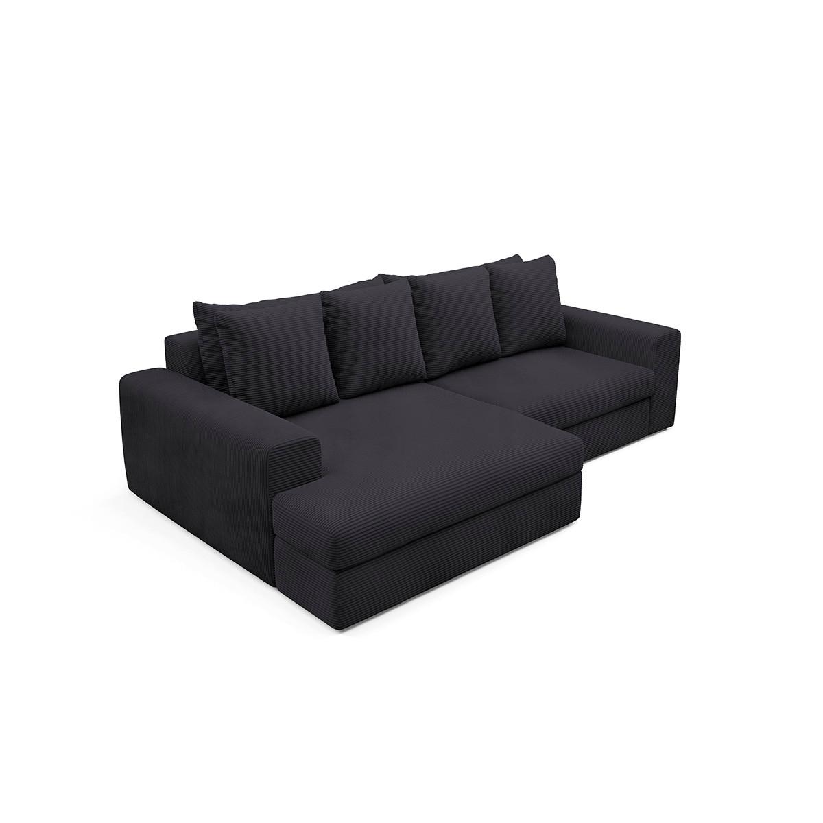 ECKSOFA Paola 3 Sitzplätze Schwarz - Schwarz, Holz (272/167cm) - Petits-meubles