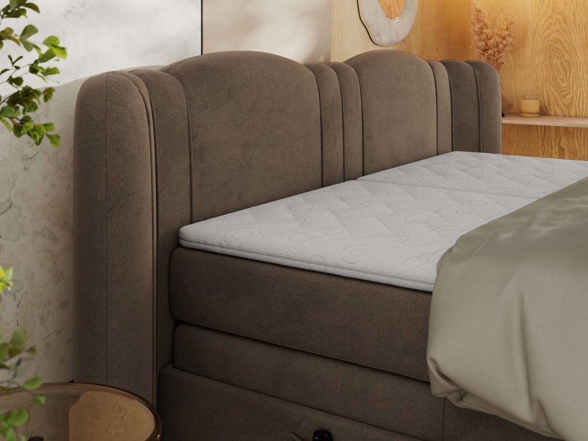 BOXSPRINGBETT FORTINA 180/200 - Braun Velvet - Topper T25 - H3 - Schwarz/Braun, Textil/Metall (180/200cm) - MKS