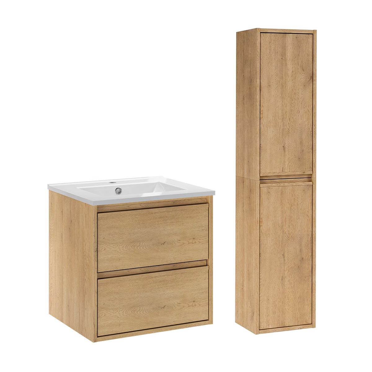 BADMÖBEL 51cm Edmé 2er-Set Holz - Braun, Holzwerkstoff (51/52/46cm) - Petits-meubles