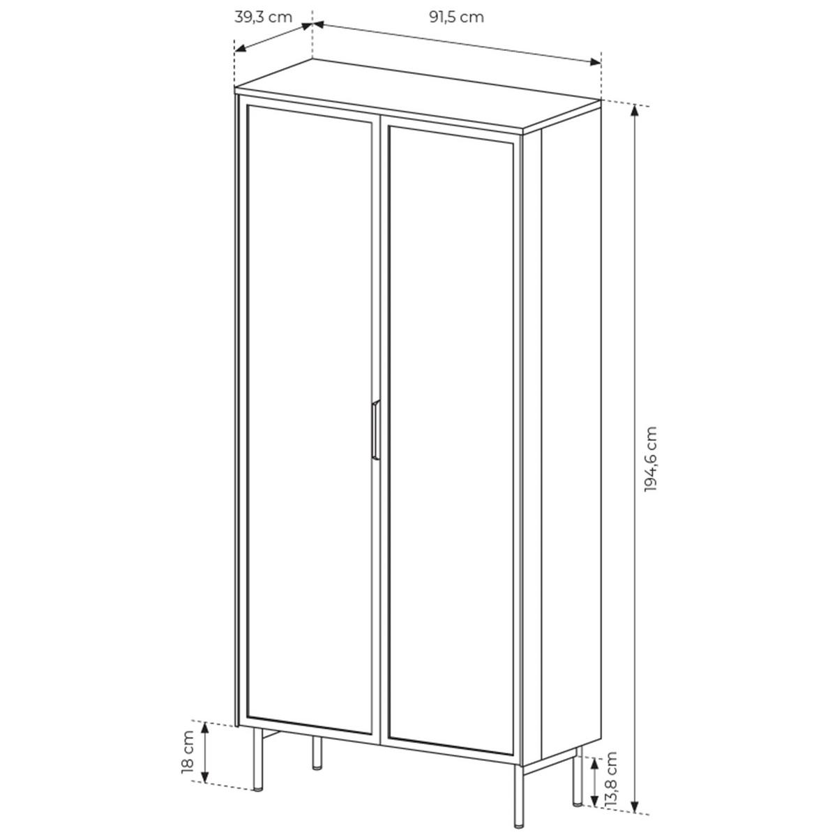 VITRINE Lumi mit LED Taupe 91 cm - Taupe/Goldfarben, Holzwerkstoff/Metall (91.5/194.6/39.3cm) - Selsey