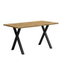 ESSTISCH 140 x 80 cm in Eiche-Optik & Schwarz - Grau, Holzwerkstoff (80/140/76cm) - Urban Meuble
