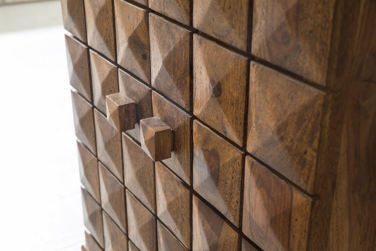 BARSCHRANK aus Massivholz mit Türen und integrierter Weinaufbewahrung SAAR, Braun 64x50x91 cm - Braun, Holz (64/91/50cm) - KADIMA DESIGN