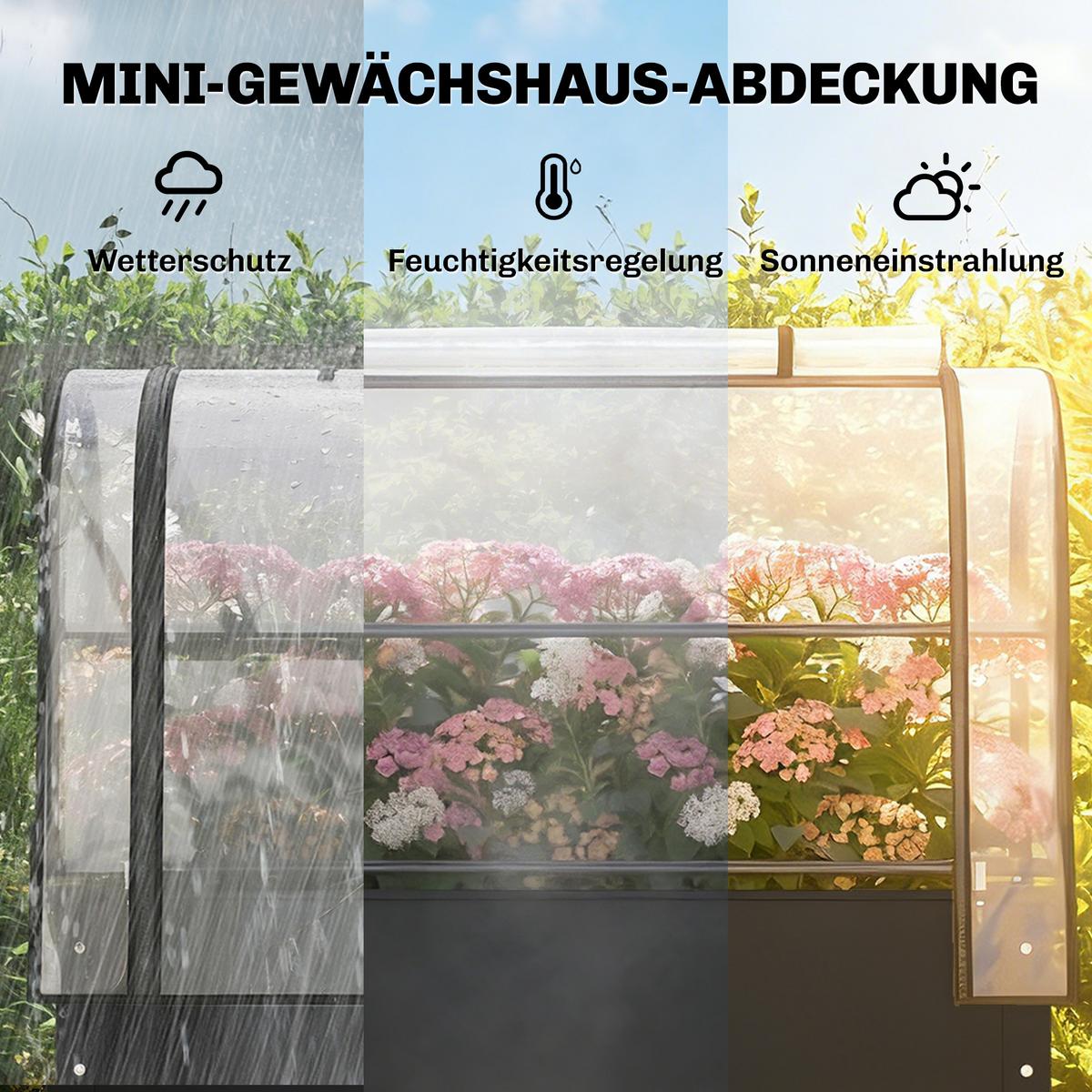 HOCHBEET mit Gewächshausabdeckung aus Kunststoff Metall Schwarz - Schwarz, Metall (49/136/100cm) - Outsunny