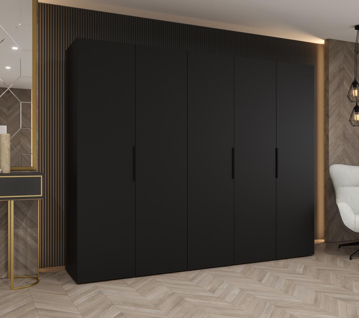 DREHTÜRENSCHRANK 202/250/52 5-türig - Schwarz, Holz (250/202/52cm) - MÖBEL KRYSPOL