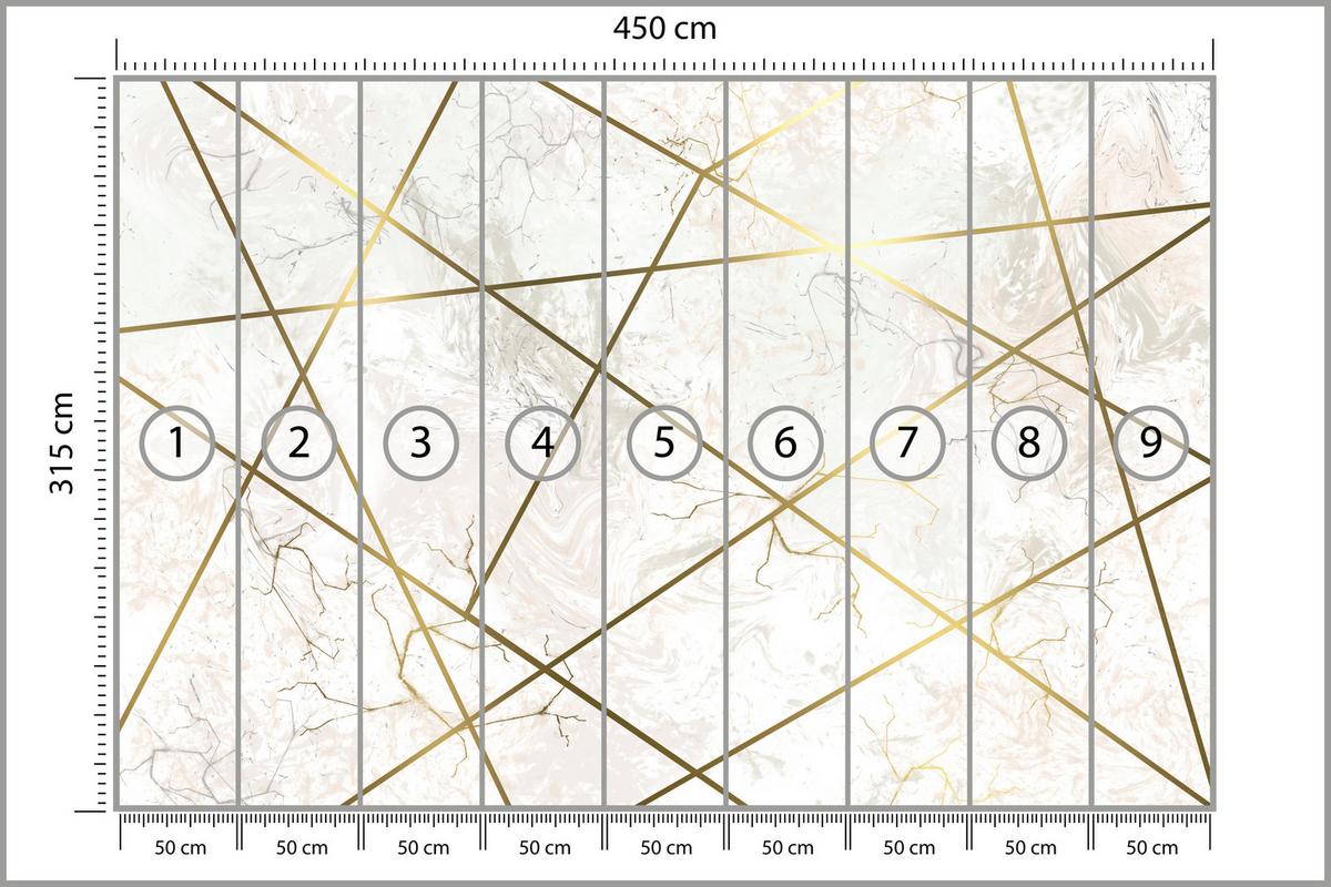 FOTOTAPETE Marmor Linien Abstraktion 450x315 - Gelb/Beige, Papier (450/315cm) - Muralo