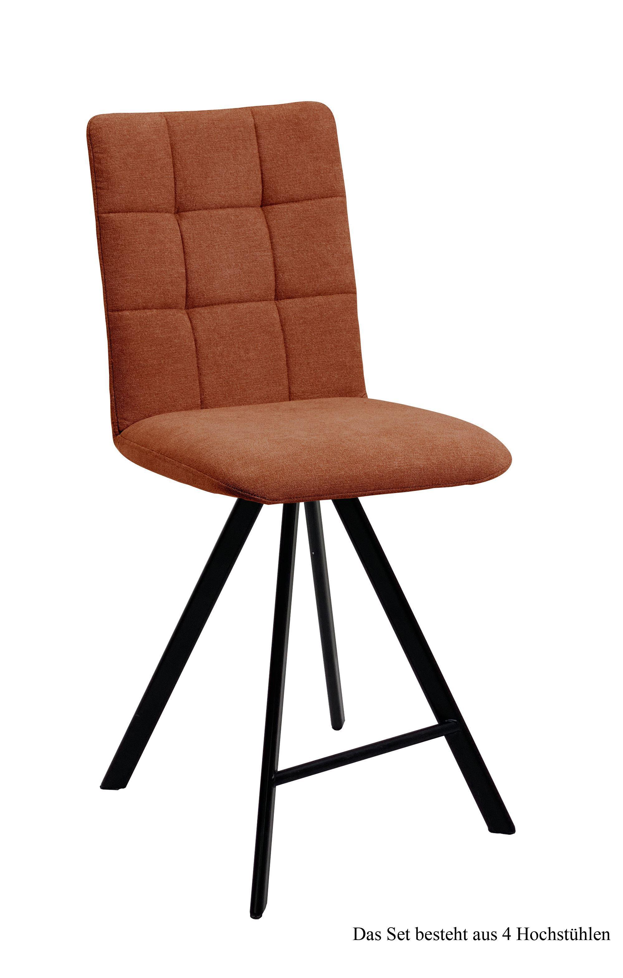 THEKENSTUHL drehbar (4er-Set) Destiny 47x108x60 Schwarz/Cognac - Cognac/Schwarz, Kunststoff (60/108/47cm) - 58aufmkessel