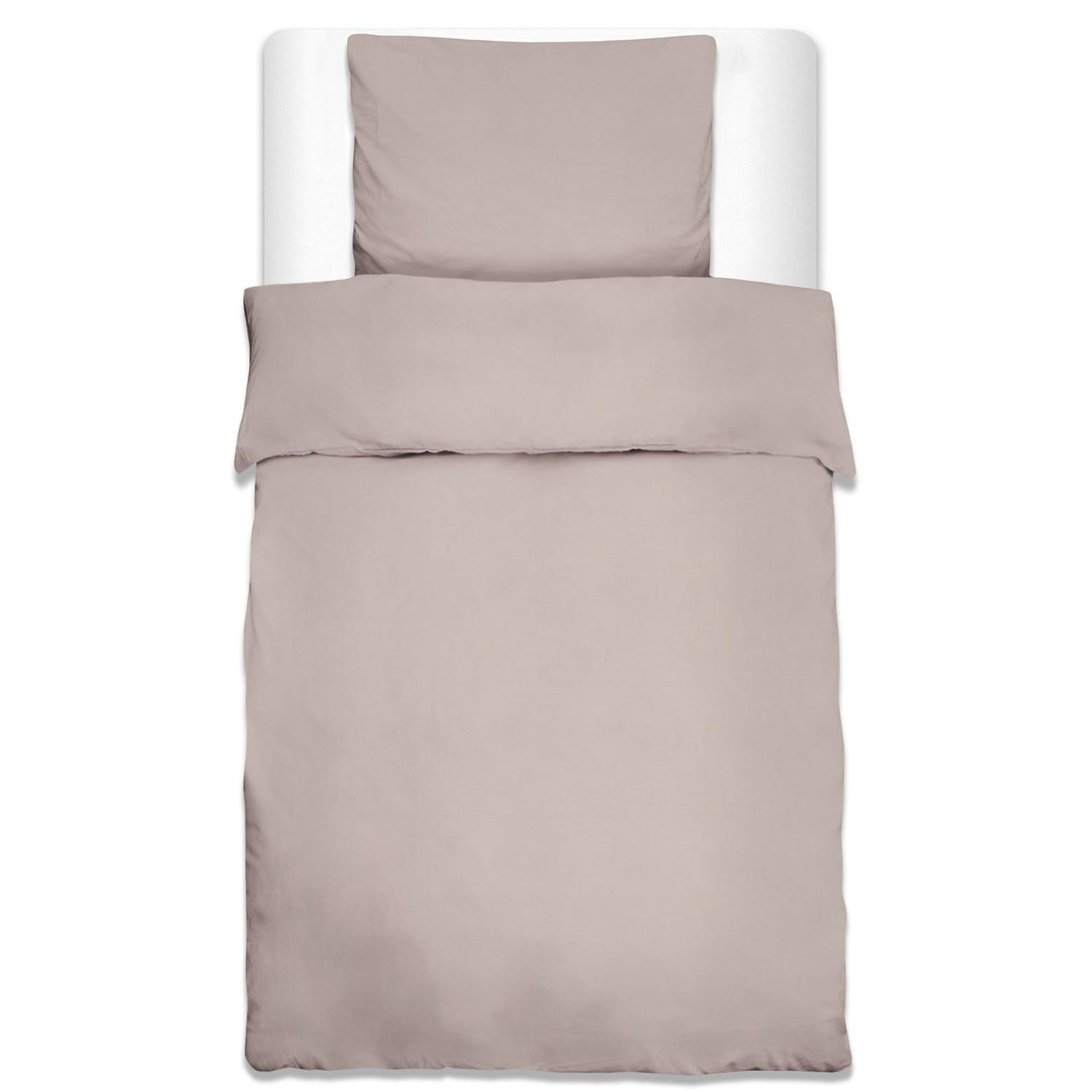 BETTWÄSCHE Julie 155/220 cm + Kissenbezug 80/80 cm Taupe Renforcé - Taupe, Textil (155/220cm)