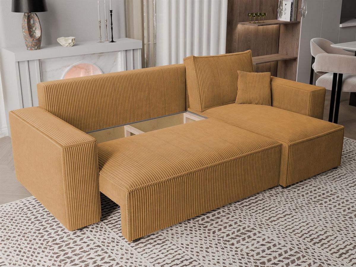 ECKSOFA Adara Mit Schlaffunktion - Gelb, Holzwerkstoff/Textil (145/244cm) - Fun Möbel