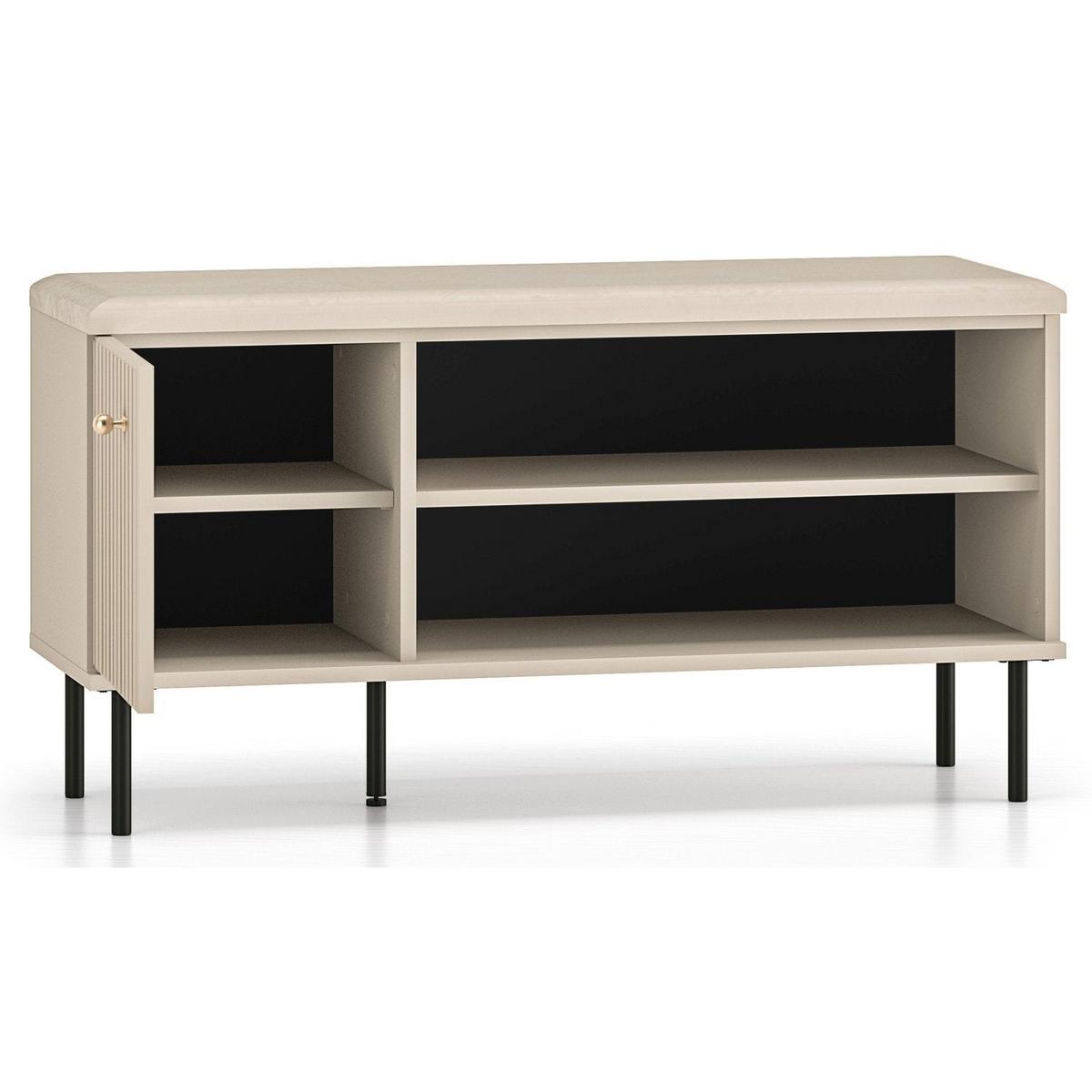 SCHUHSCHRANK Caletto Beige 102 cm - Beige/Goldfarben, Holzwerkstoff/Metall (102/55/34cm) - Selsey