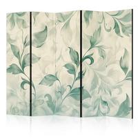 PARAVENT 5-tlg 225x172 cm Grüne Blätter - Creme, Holz/Textil (225/172/3cm) - Muralo