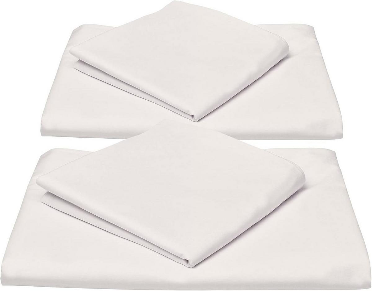 BETTWÄSCHE Julie 155/220 cm + Kissenbezug 80/80 cm Weiß 2er - Weiß, Naturmaterialien/Textil (155/220cm) - Beautissu 